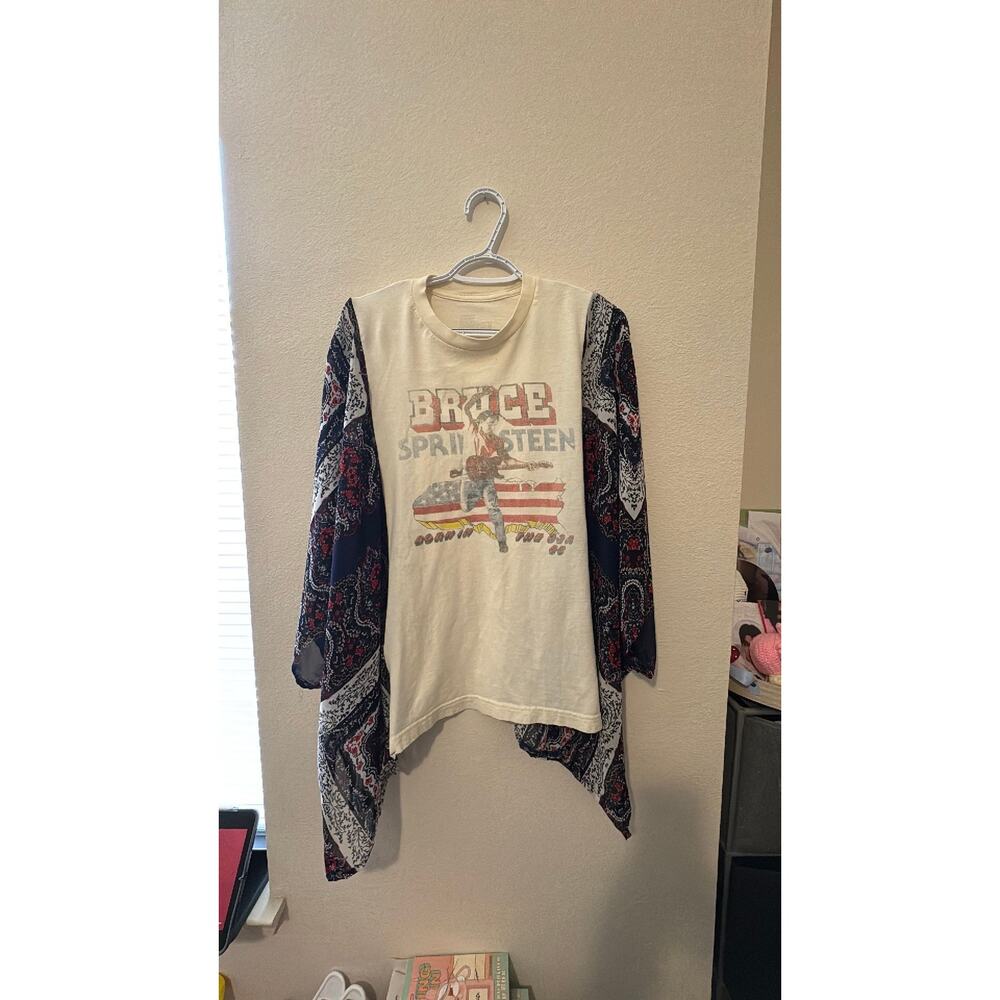 Upcycled Rework Bruce Springsteen Band T Shirt Boho Chic